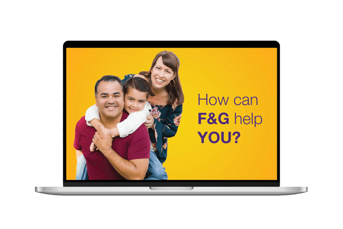 'How can F&G help you?' laptop template